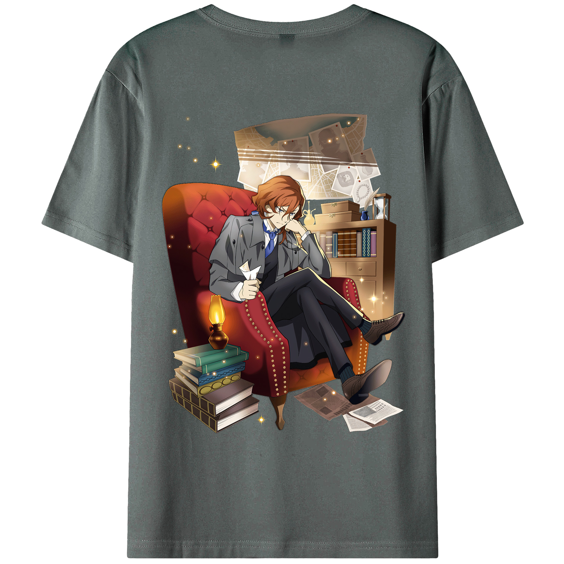 （画像用） 文豪ストレイドッグス Bungo Stray Dogs 綿100％ メンズ半袖Tシャツ（バックプリント） 通気性